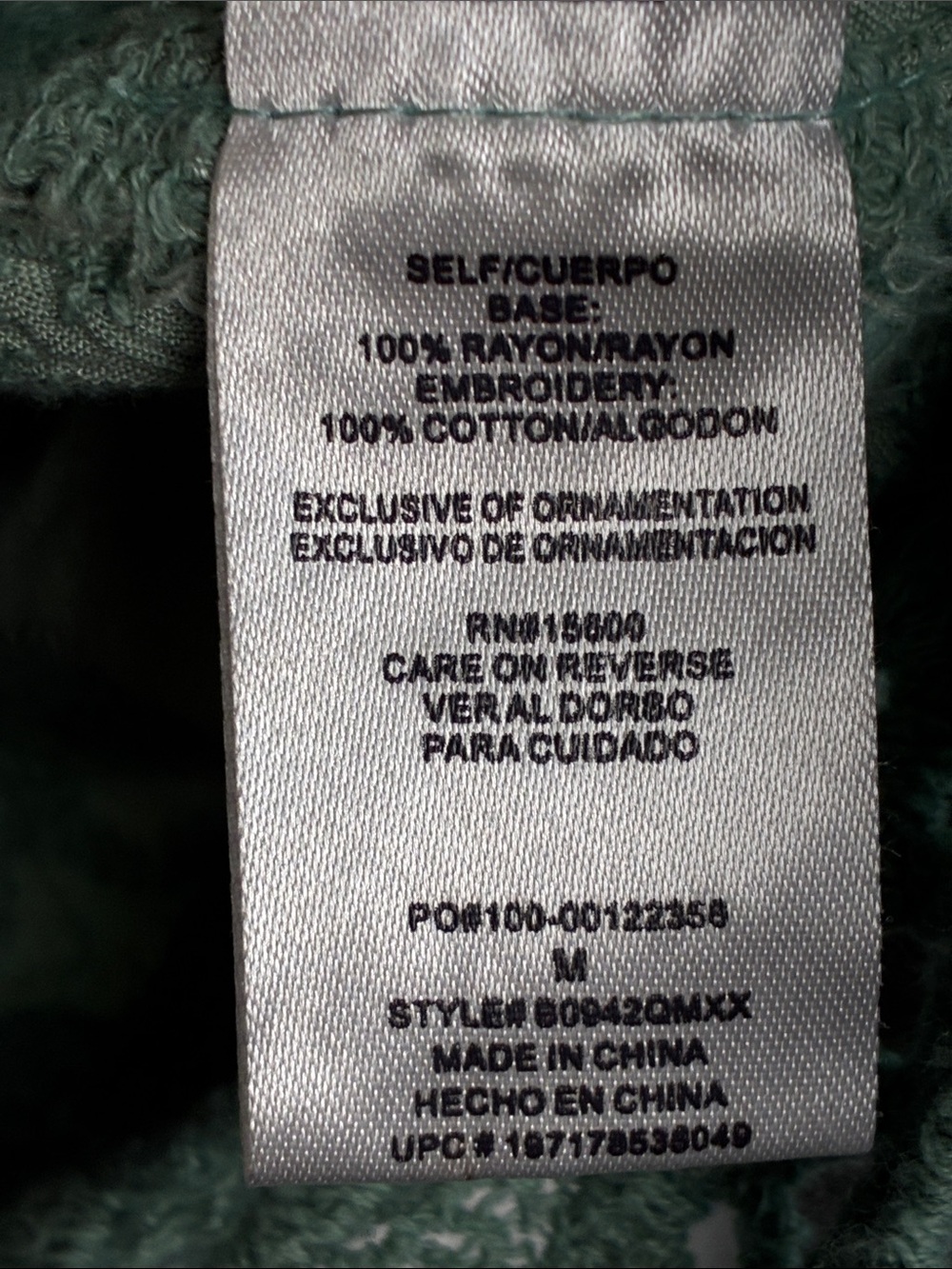 Democracy Sage Green Embroidered Crochet Peasant Blouse - Picture 3 of 9